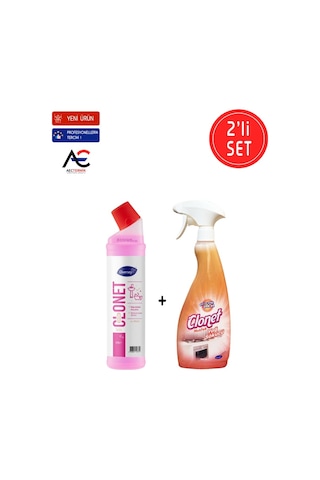 Clonet Temizlik Paketi Mutfak Temizleyici + 1Banyo Ve Kireç Çözücü 2 x 750 ML