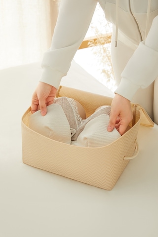 Ocean Home Textile 4'lü Bej Balıksırtı Hurç Set 2 Adet 30 x 22 x 18 / 2 Adet 52 x 28 x 21 cm