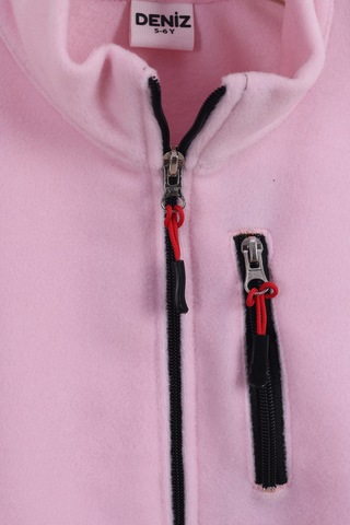 Monox Çocuk Lastik Manşetli Fermuarlı 3 Cepli Unisex Polar Ceket Pembe