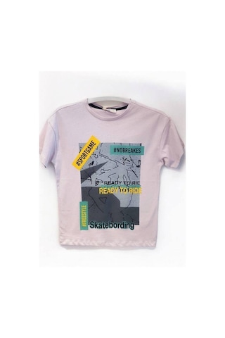 Çikoby Erkek Çocuk Pamuklu Sportgame Yazılı Tshirt-14624 Lila