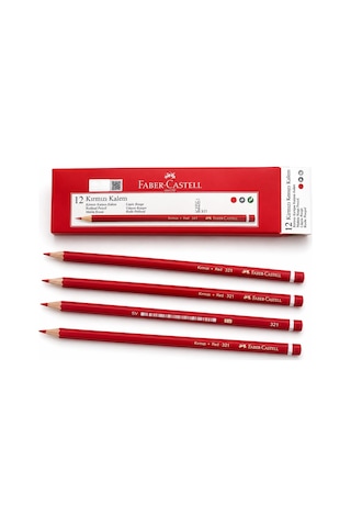 Faber-castell 321 Kırmızı Kopya Kalemi 12 Li Paket Silinmez Kırmızı Kurşun Kalem Çok Renkli