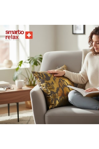 Smarto Relax Tekli Antibakteriyel Desenli Dekoratif Dolgulu Kırlent 45x45 Cm - Smr-kır-037 Siyah - Altın