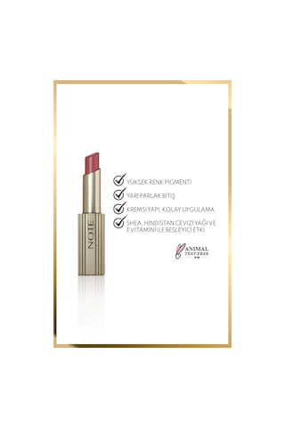 Note Aura Silk Lipstick Kremsi Yarı Parlak Ruj 08 Cinnamon Crush - Kahverengi 08 Universal Mauve