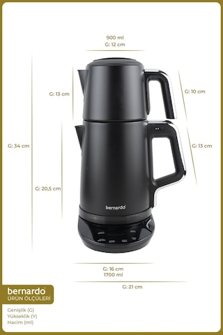 Bernardo Nova 1.7 L Dijital Çelik Çay Makinesi