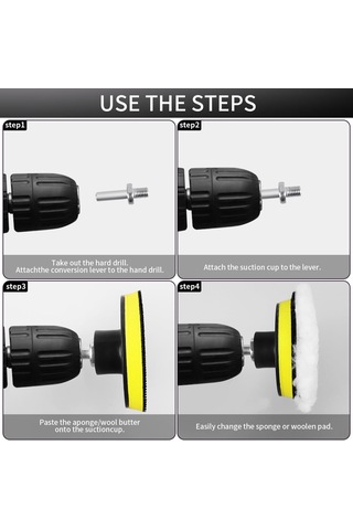Ximistore9 3 İnç 7 Parça Yün Cila Disk Seti - Otomobil Cila/waxlama İçin - M10 Matkap Adaptörü Dahil