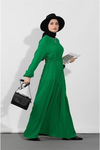Sevitli Beli Tüneli Elbise-benetton Yeşili-1503-benetton Yeşil
