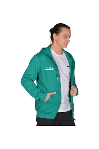 Diadora İmola - Erkek Yeşil Pamuklu Tam Fermuarlı Spor Sweatshirt Yeşil