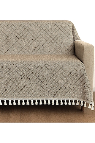 Dama Desen Dokuma %100 Pamuklu Çok Amaçlı Pike Koltuk Örtüsü 180x230 Kahverengi