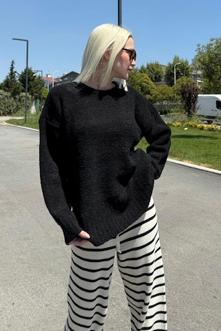 Madmext Siyah Bisiklet Yaka Kadın Buklet Kazak Mg2480 Siyah