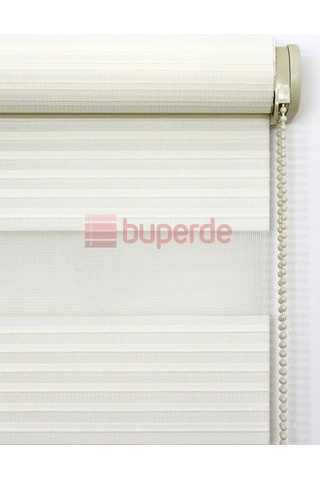 Buperde Ekru (Açık Krem) Dar Pilise Pliseli Zebra Stor Perde