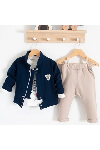 3-18 Ay We Are Ceketli 3'lü Erkek Bebek Takımı Lacivert Lacivert