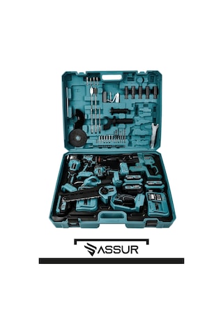 Assur ASR1206-02-04 21V 6'lı Set Taşlama + Somun Sökme + Testere + Matkap + Hilti