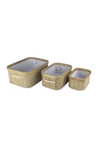 Decolove Bambu Çok Amaçlı Üçlü Sepet