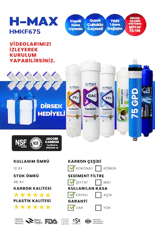 Mineral Filtreli Kapalı Kasa Su Arıtma Cihazı 6 Lı Filtre Seti