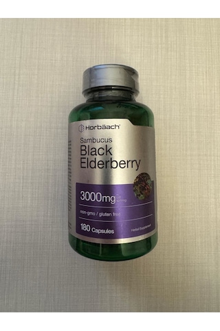 Horbaach Sambucus Black Elderberry 3000mg 180 Capsul.usa Me... Aromasız