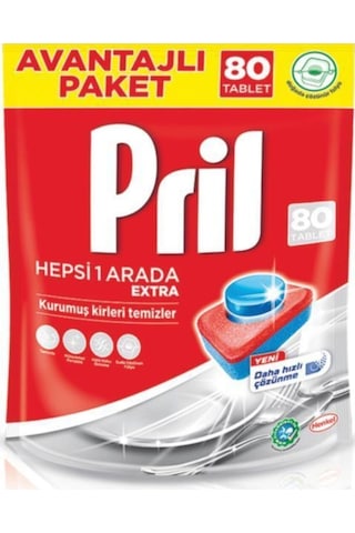 Pril Hepsi Bir Arada E x tra 80 Yıkama Bulaşık Makinesi Deterjanı Tableti