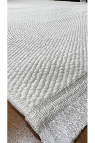 Elvey Home Krem İskandinav Yumuşak Bukle Minimalist Tozumaz Salon Koridor Oturma Odası Özel Kesim Halı Yolluk Krem