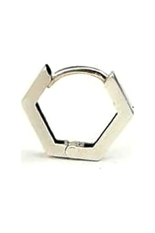 Beşgen 925 Ayar Gümüş Tasarım Tek Erkek Halka Küpe 1.2Cm