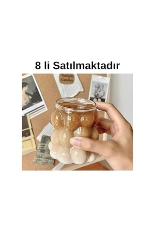 8'li Isıya Dayanıklı Borosilikat Boncuk Şekilli Bardak Kahve Ve Sunum Bardağı Şeffaf