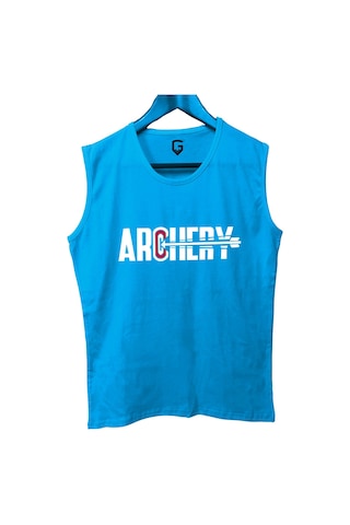 Top Glory Okçuluk Baskılı Kolsuz Sporcu T-shirt Tank Top Sporcu Fitness Atlet Turkuaz