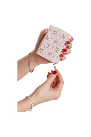Newish Polo Kadın Mini Cüzdan Fermuarlı Çok Bölmeli Kartlık Ve Bozuk Para Bölmeli Küçük Cüzda - New392 Pudra