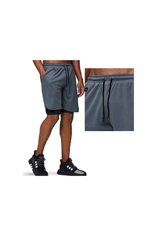 Mooly Unisex Koşu Ve Antrenman Sporcu Şortu 2 In 1 Antrasit