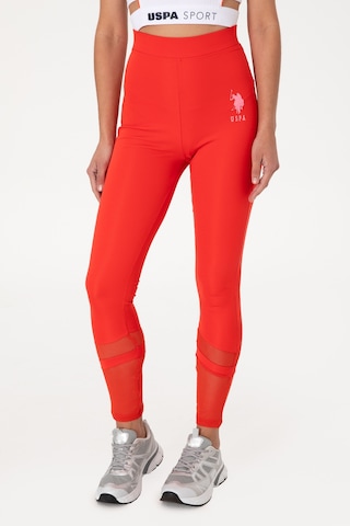U.S. Polo Assn. Kadın Kırmızı Yüksek Bel Tül Detaylı Spor Tayt 50300689-VR213