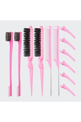 12 Parça Saç Fırçası Seti, Çift Taraflı Saç Kenar Fırçası, Kadınlar İçin Pürüzsüz Tarak, Bakım Kuyruğu Tarağı