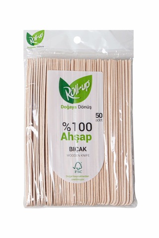 Şeylişeyler - Roll-up Kullan At Ahşap Bıçak 50'li 1 Paket - %100 Doğal