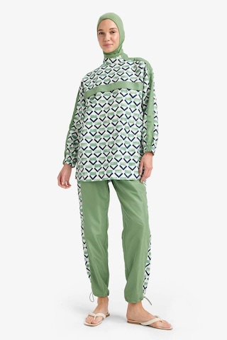 DeFacto Regular Fit Su İtici 3'lü Desenli Burkini Tesettür Mayo Takım E7996AX25HSGN680