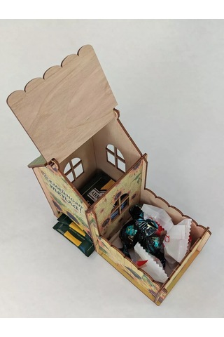 Woodiks Çay Evi, Renkli Baskılı Çevreye Uygulanmış. 222574125 Bej