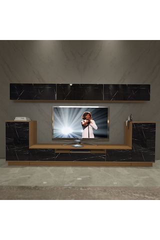 Decoraktiv Trendstyle 9s Slm Tv Ünitesi Tv Sehpası Ceviz - Siyah Mermer