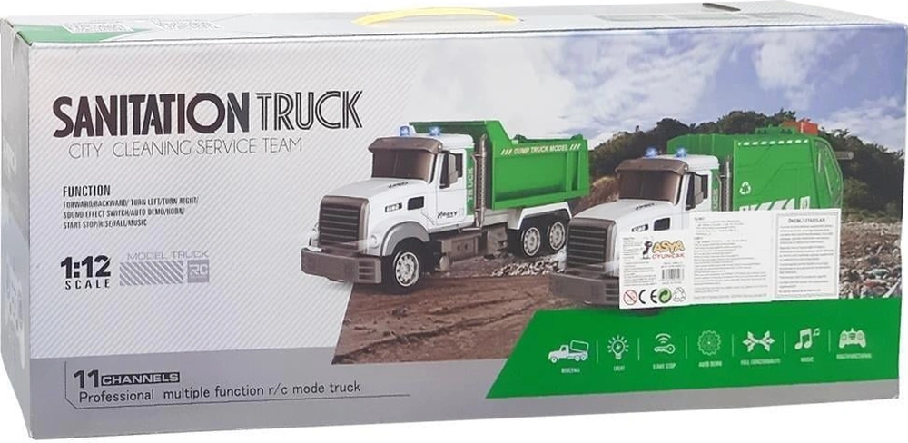 Uzaktan Kumandalı Şarjlı Çöp Kamyonu Qh9003-1/2 Çok Renkli