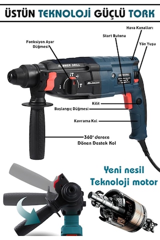 Assur Profesyonel Metal Şanzıman Kırıcı Delici Hilti Darbeli Matkap 2 - 28MM - 1802