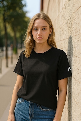 Markapia Kadın Bisiklet Yaka Basic Düz Kısa Kollu T-shirt Siyah