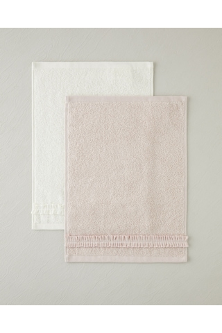 English Home Soft Ruffle Pamuk El Havlusu 30x40 Cm Pudra