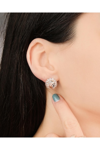 Lekka Design Kadın Kararmaz Çelik Lüks Takı Oval Zirkon Taşlı Abiye Küpe