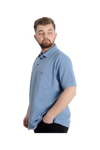 Mode Xl Battal Beden Erkek Tshirt Polo Yaka Cepli Klasik Pike 20552 Mavi 001
