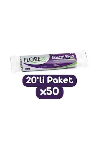 Florex Standart Büyük Boy Çöp Torbası 65x80 Cm 10'lu Rulo Siyah 50 Rulo (500 Adet 1 Koli)