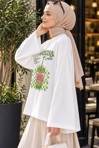 Esra Butik78 Kadın Premium Dokulu Baskılı Oversize Sweatshirt Rahat Ve Modern Stil Siyah