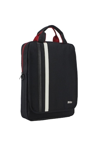 Case Club Slim Siyah Beyaz Detaylı Mat Destekli Omuz Askılı 15 İnç Laptop Bölmeli Sırt Siyah - Beyaz