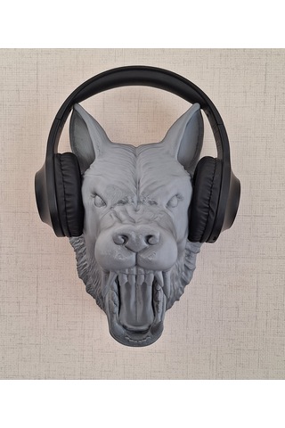 Gri Kurt - Duvar Dekorasyonu Ve Kulaklık Tutucu