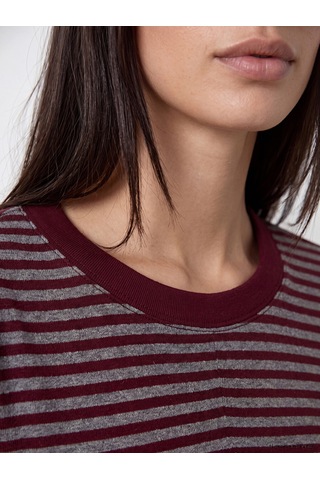 Lcw Everyday Bordo Bisiklet Yaka Çizgili Kadın Body