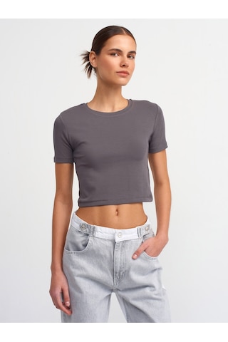 Dilvin Crop T-shirt Füme