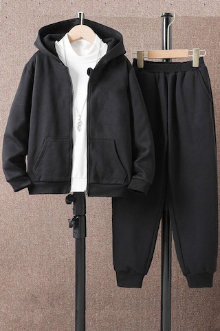 Fermuarlı Eşofman Takımı Siyah