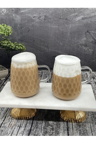 2 Li Borosilikat Cam Kulplu Pinterest Damla Model Bardak Kupa 300