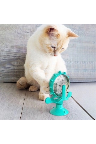 Vantuzlu Zilli İnteraktif Dönebilen Mama Kaplı Renkli Eğlenceli Eğitici Kedi Oyuncağı 5047