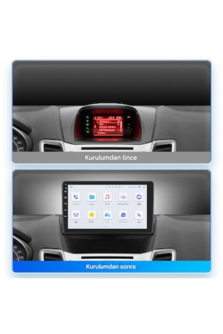 Ford Fiesta 2009-2017 Uyumlu 9 İnç Android Multimedya Ekran 8gb Ram 128gb Hafıza Kablosuz Carplay Android Auto Navigasyon 9"