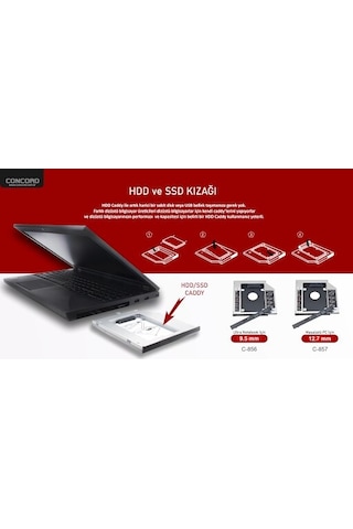 Concord C856 2.5" Ssd Kızak 9.5Mm Notb İnce