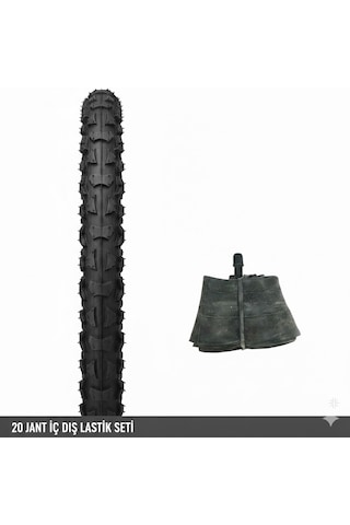 Güçlü Bisikletmotosiklet 20 Jant Bisiklet İç Dış Lastik Seti - 20x1.75/2.125 Uyumlu - Dış Lastik + İç Lastik Oto Kalın Sibop